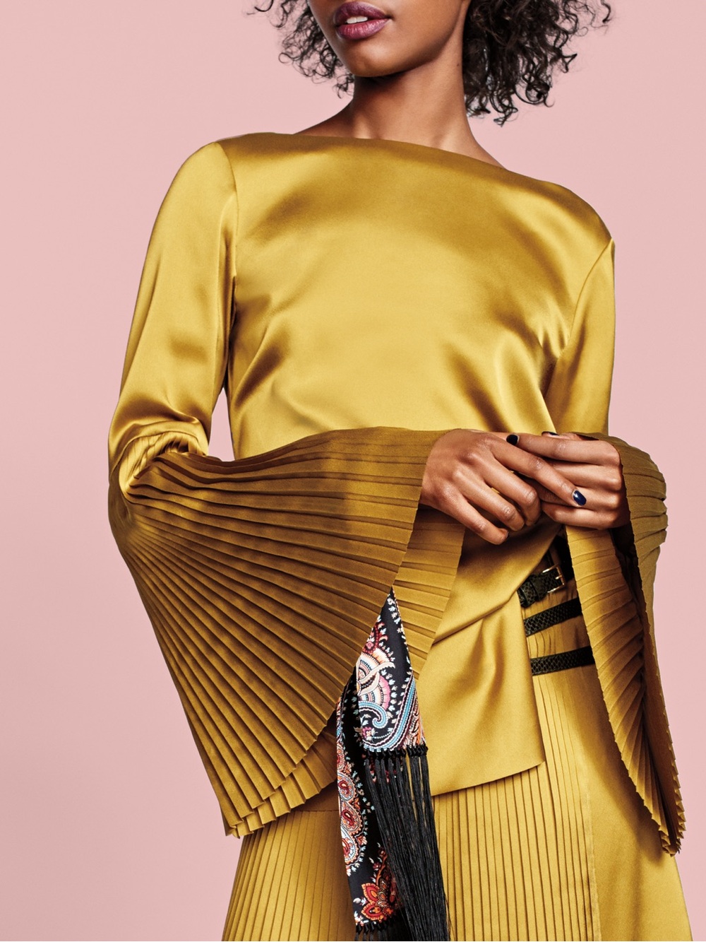 Banana Republic Olivia Palermo Mustard Satin Top M